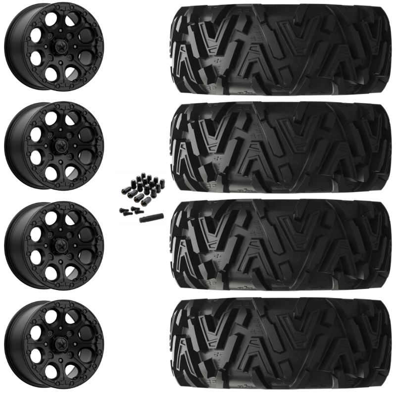 14" MSA Cannon M44 Beadlock Black UTV Rims & 27" EFX MotoMTC Tires 6 Ply Mounted