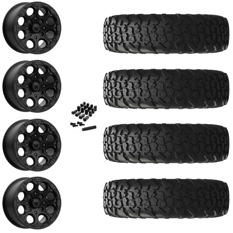 15" MSA Cannon M44 Beadlock Black UTV Rims & 32" EFX MotoVator R/T Tires 8 Ply Mounted