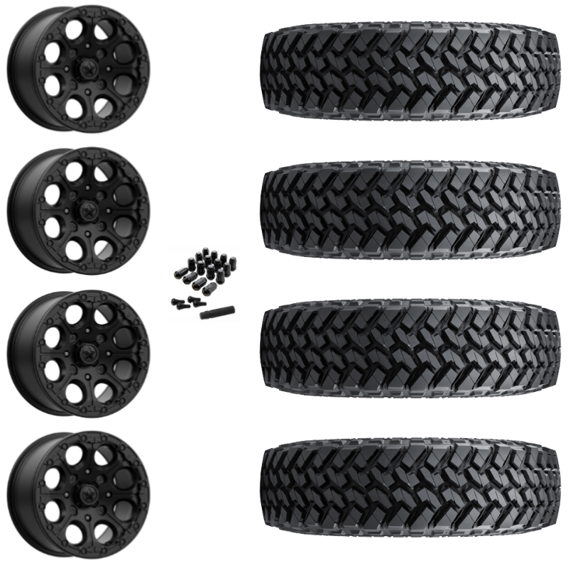 15" MSA Cannon M44 Beadlock Black UTV Rims & 30" Nitto Trail Grappler SxS Tires 8 Ply Mounted