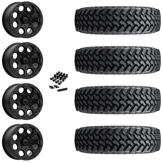 15" MSA Cannon M44 Beadlock Black UTV Rims & 33" Nitto Trail Grappler SxS Tires 8 Ply Mounted