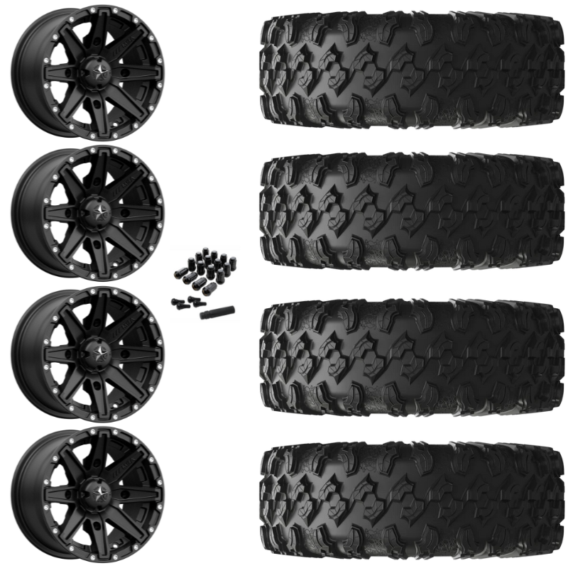14" MSA Clutch M33 Black UTV Rims & 32" EFX MotoRavage Tires 8 Ply Mounted