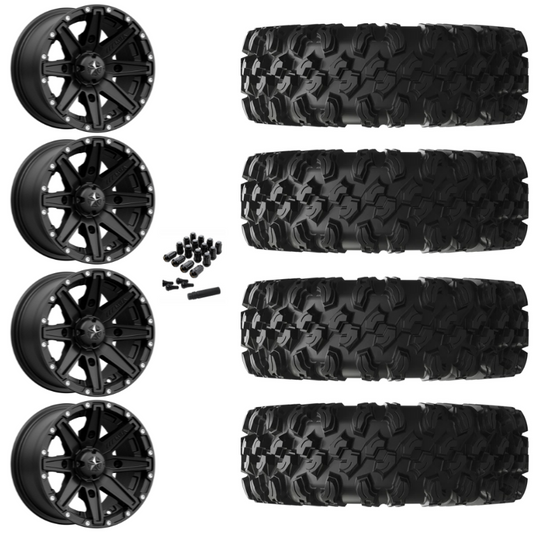 15" MSA Clutch M33 Black UTV Rims & 35" EFX MotoRavage XL Tires 8 Ply Mounted