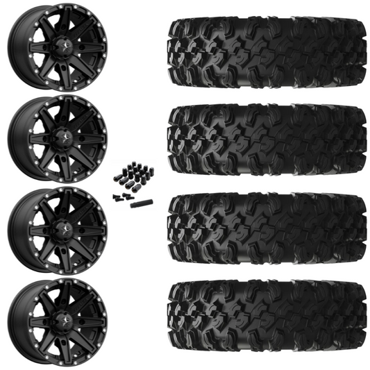 16" MSA Clutch M33 Black UTV Rims & 30" EFX MotoRavage XL Tires 8 Ply Mounted