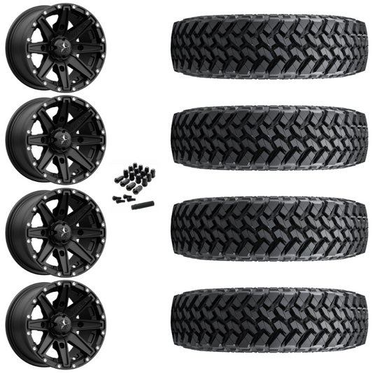 15" MSA Clutch M33 Black UTV Rims & 32" Nitto Trail Grappler SxS Tires 8 Ply Mounted