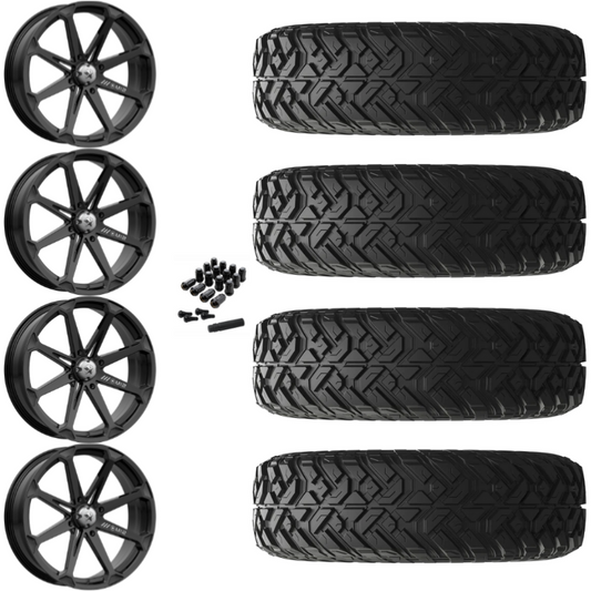 14" MSA Diesel M12 Black UTV Rims & 28" EFX Gripper R/T-K Tires 10 Ply Mounted