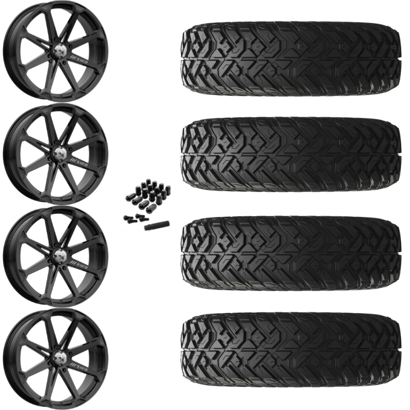 14" MSA Diesel M12 Black UTV Rims & 32" EFX Gripper R/T Tires 10 Ply Mounted