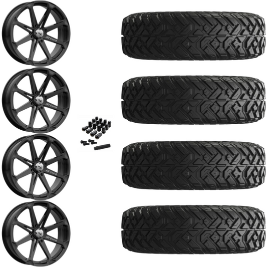 14" MSA Diesel M12 Black UTV Rims & 30" EFX Gripper Standard Tires 8 Ply Mounted