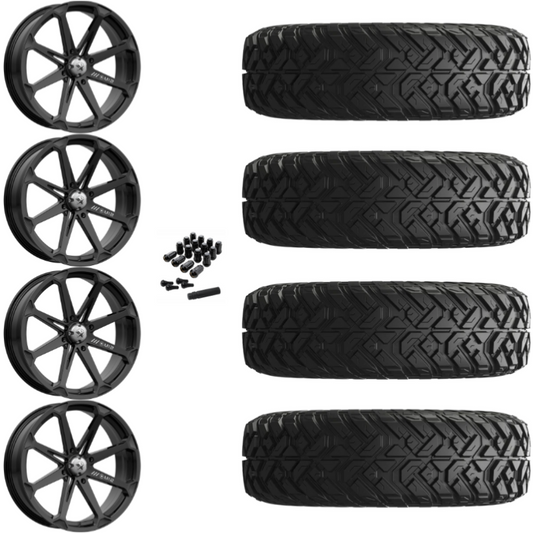 15" MSA Diesel M12 Black UTV Rims & 30" EFX Gripper Standard Tires 8 Ply Mounted