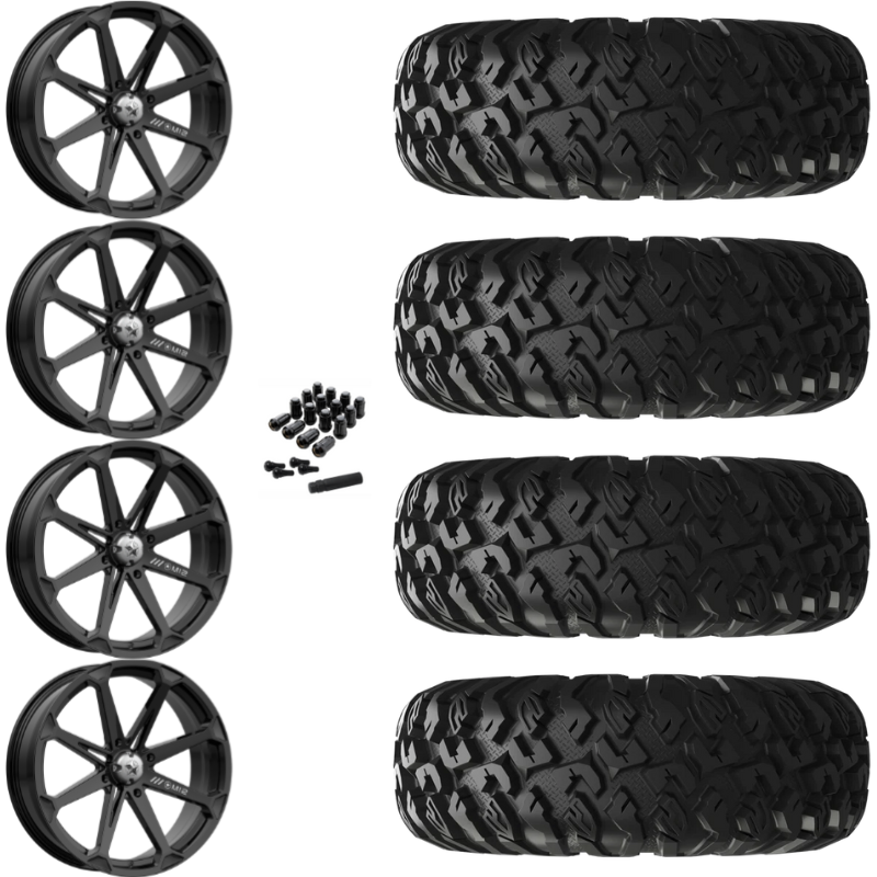 18" MSA Diesel M12 Black UTV Rims & 33" EFX MotoClaw Tires 8 Ply Mounted