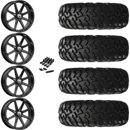 18" MSA Diesel M12 Black UTV Rims & 33" EFX MotoClaw Tires 8 Ply Mounted