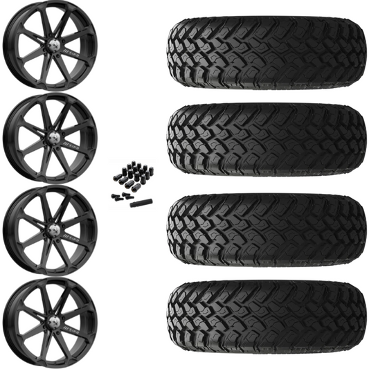 14" MSA Diesel M12 Black UTV Rims & 28" EFX MotoHammer Tires 8 Ply Mounted