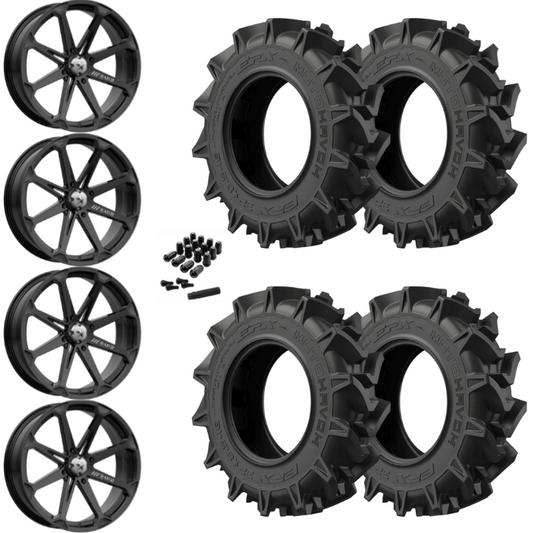 14" MSA Diesel M12 Black UTV Rims & 31" EFX MotoHavok Tires 6 Ply Mounted