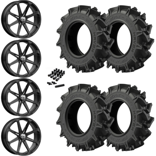 22" MSA Diesel M12 Black UTV Rims & 35" EFX MotoHavok Tires 6 Ply Mounted