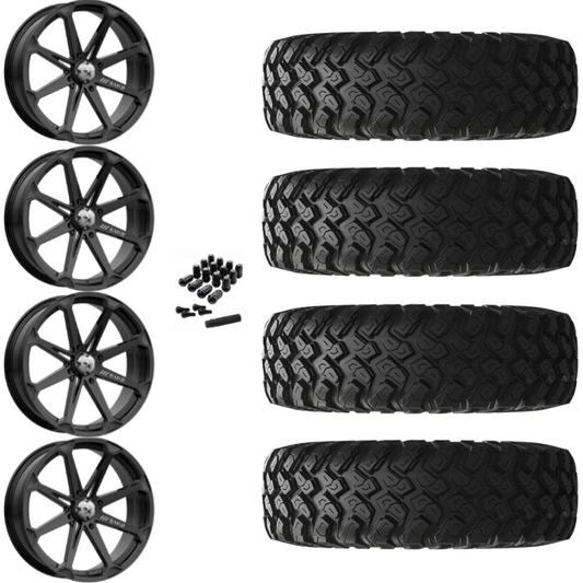 15" MSA Diesel M12 Black UTV Rims & 35" EFX MotoRally Tires 8 Ply Mounted