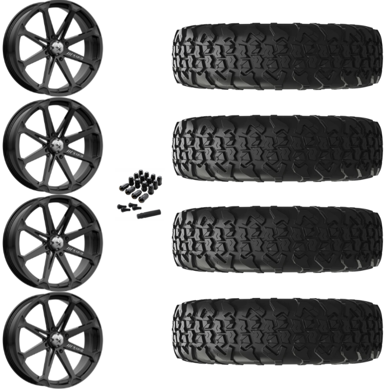 15" MSA Diesel M12 Black UTV Rims & 32" EFX MotoVator R/T Tires 8 Ply Mounted