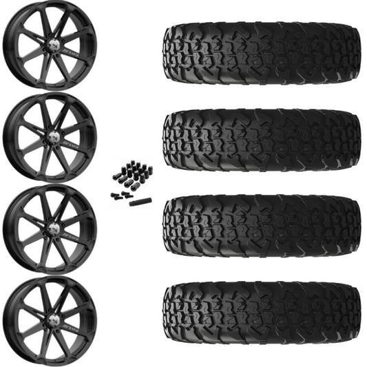 15" MSA Diesel M12 Black UTV Rims & 32" EFX MotoVator R/T Tires 8 Ply Mounted