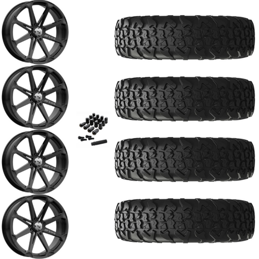 15" MSA Diesel M12 Black UTV Rims & 33" EFX MotoVator R/T Tires 8 Ply Mounted