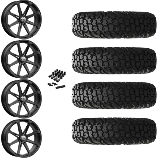 14" MSA Diesel M12 Black UTV Rims & 32" EFX MotoVator Tires 8 Ply Mounted