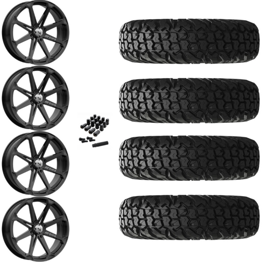 15" MSA Diesel M12 Black UTV Rims & 30" EFX MotoVator Tires 8 Ply Mounted
