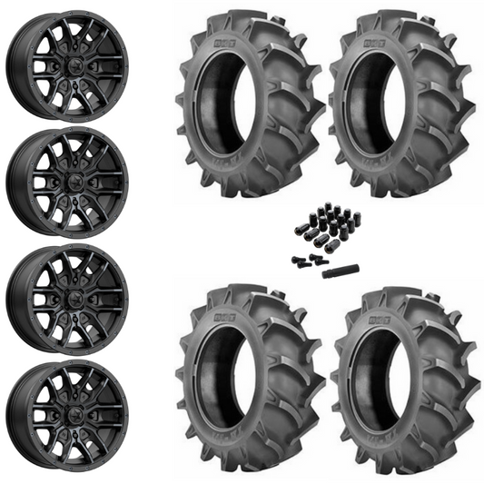 20" MSA Fang M43 Black UTV Rims & 33" BKT TR171 Tires 6 Ply Mounted