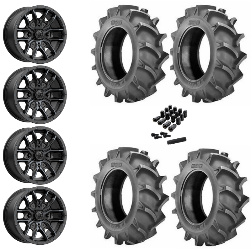 14" MSA Fang M43 Black UTV Rims & 30" BKT TR171 Tires 6 Ply Mounted