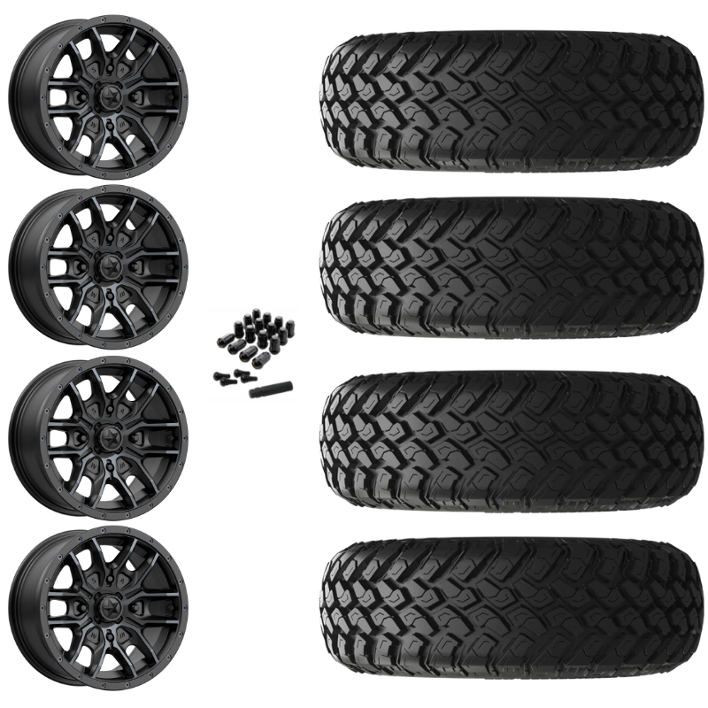 14" MSA Fang M43 Black UTV Rims & 31" EFX MotoHammer Tires 8 Ply Mounted