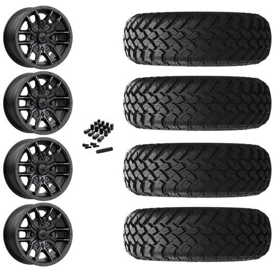 14" MSA Fang M43 Black UTV Rims & 31" EFX MotoHammer Tires 8 Ply Mounted