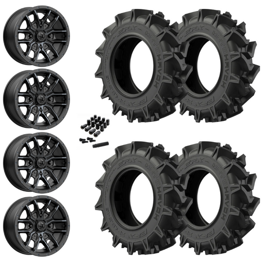 20" MSA Fang M43 Black UTV Rims & 35" EFX MotoHavok Tires 6 Ply Mounted