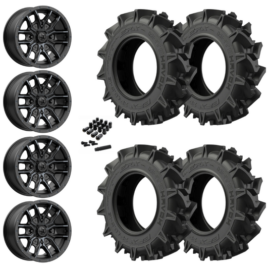 14" MSA Fang M43 Black UTV Rims & 31" EFX MotoHavok Tires 6 Ply Mounted