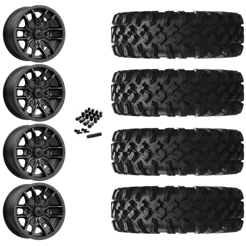 15" MSA Fang M43 Black UTV Rims & 35" EFX MotoRavage XL Tires 8 Ply Mounted