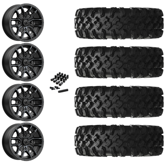 15" MSA Fang M43 Black UTV Rims & 35" EFX MotoRavage XL Tires 8 Ply Mounted