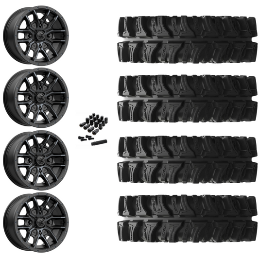 14" MSA Fang M43 Black UTV Rims & 28" EFX MotoSlayer Tires 6 Ply Mounted