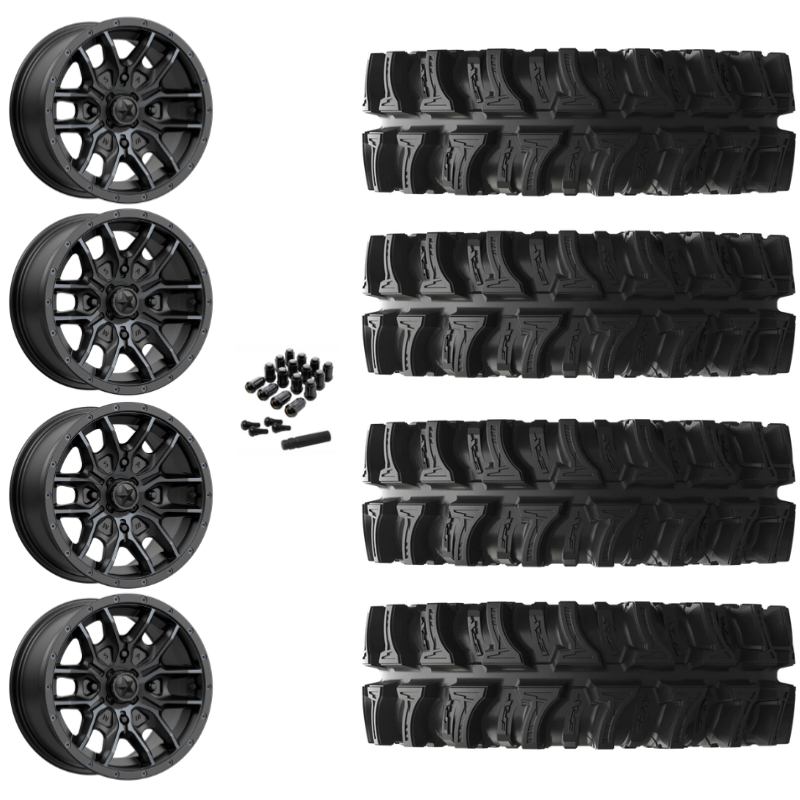 18" MSA Fang M43 Black UTV Rims & 32" EFX MotoSlayer Tires 6 Ply Mounted