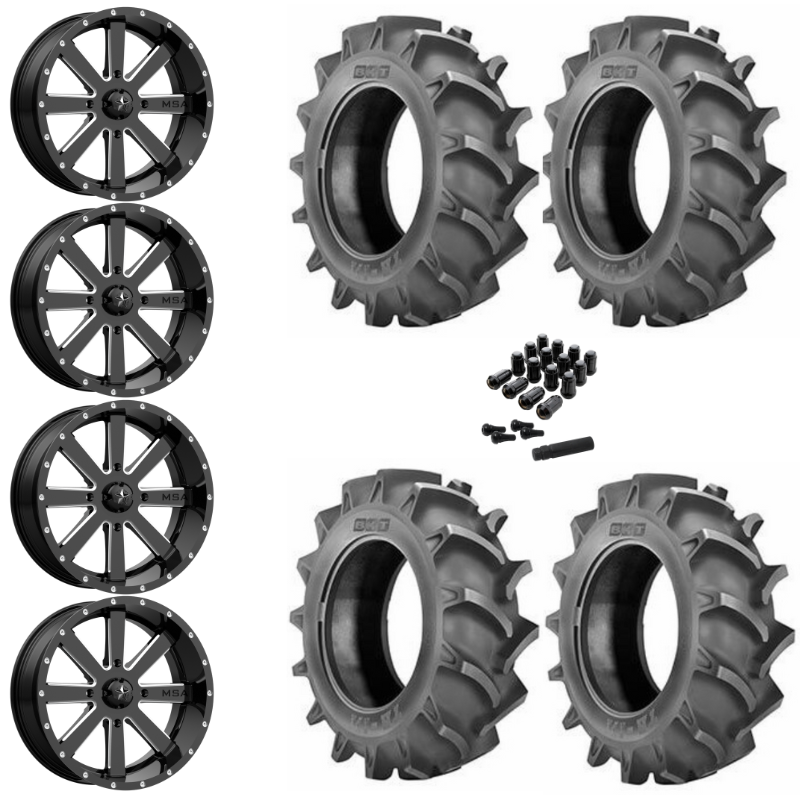 20" MSA Flash M34 Black UTV Rims & 33" BKT TR171 Tires 6 Ply Mounted