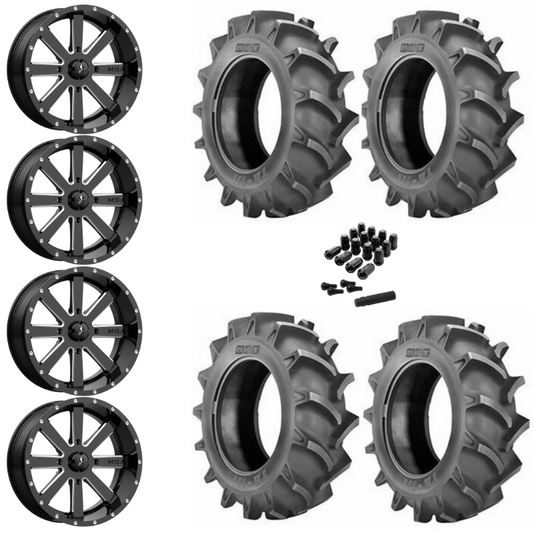 20" MSA Flash M34 Black UTV Rims & 33" BKT TR171 Tires 6 Ply Mounted