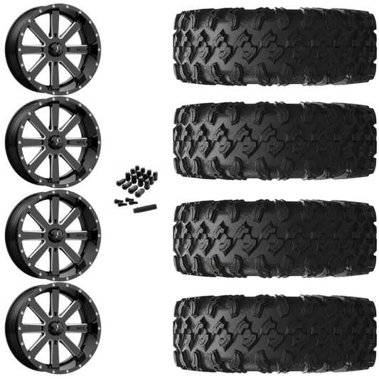 18" MSA Flash M34 Black UTV Rims & 32" EFX MotoRavage Tires 8 Ply Mounted