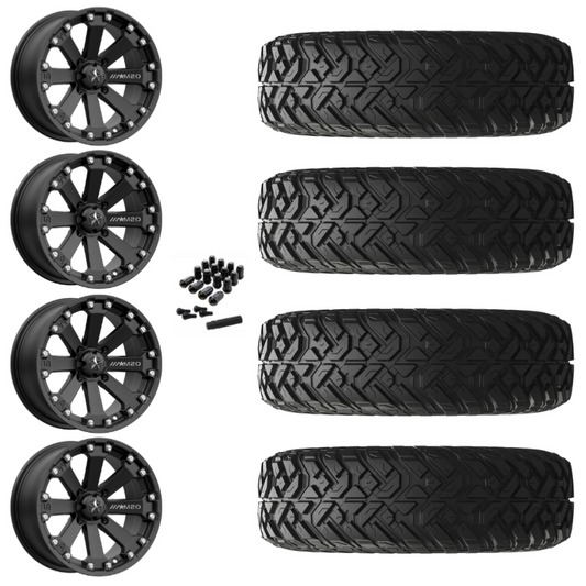 14" MSA Kore M20 Black UTV Rims & 30" EFX Gripper R/T Tires 10 Ply Mounted
