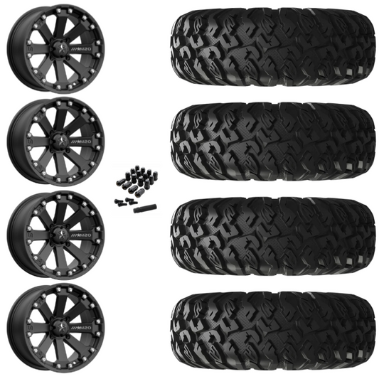 14" MSA Kore M20 Black UTV Rims & 30" EFX MotoClaw Tires 8 Ply Mounted