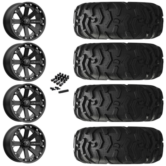 14" MSA Kore M20 Black UTV Rims & 26" EFX MotoForce Tires 6 Ply Mounted