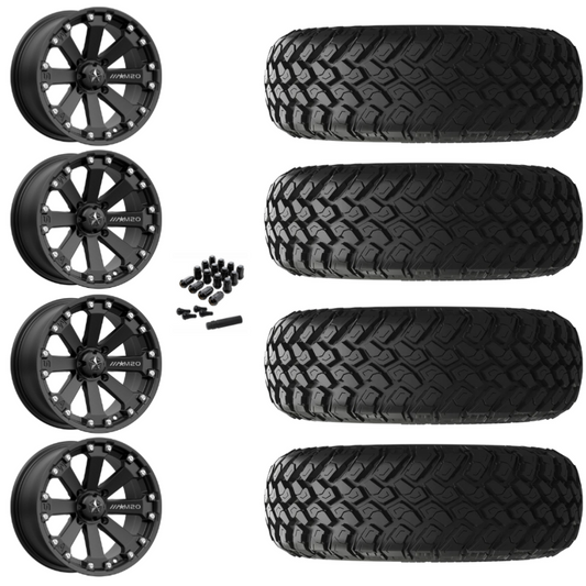 14" MSA Kore M20 Black UTV Rims & 28" EFX MotoHammer Tires 8 Ply Mounted