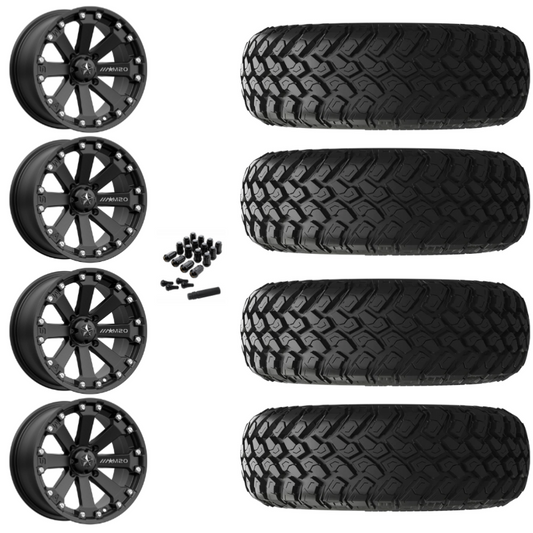 14" MSA Kore M20 Black UTV Rims & 27" EFX MotoHammer Tires 8 Ply Mounted