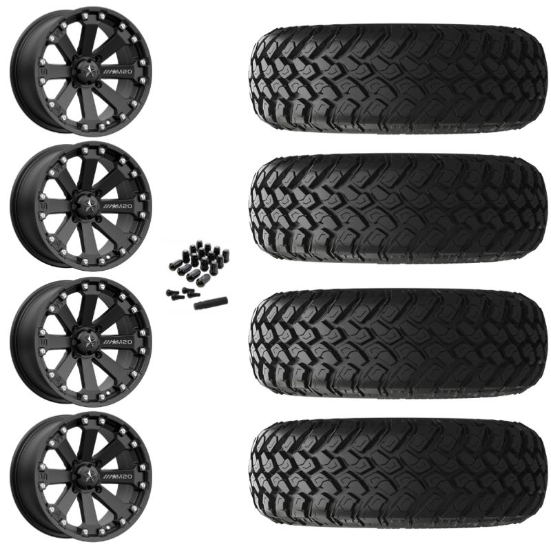 14" MSA Kore M20 Black UTV Rims & 31" EFX MotoHammer Tires 8 Ply Mounted