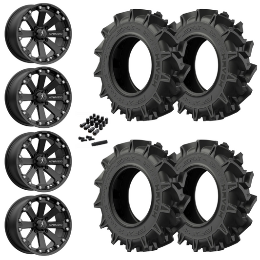 14" MSA Kore M20 Black UTV Rims & 31" EFX MotoHavok Tires 6 Ply Mounted