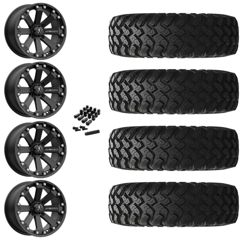 16" MSA Kore M20 Black UTV Rims & 32" EFX MotoRally Tires 8 Ply Mounted