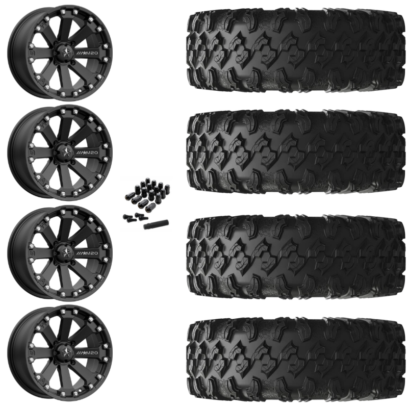 14" MSA Kore M20 Black UTV Rims & 30" EFX MotoRavage Tires 8 Ply Mounted