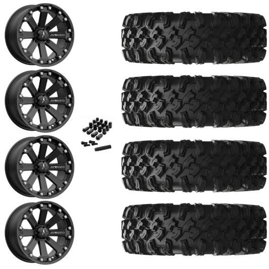 16" MSA Kore M20 Black UTV Rims & 30" EFX MotoRavage XL Tires 8 Ply Mounted