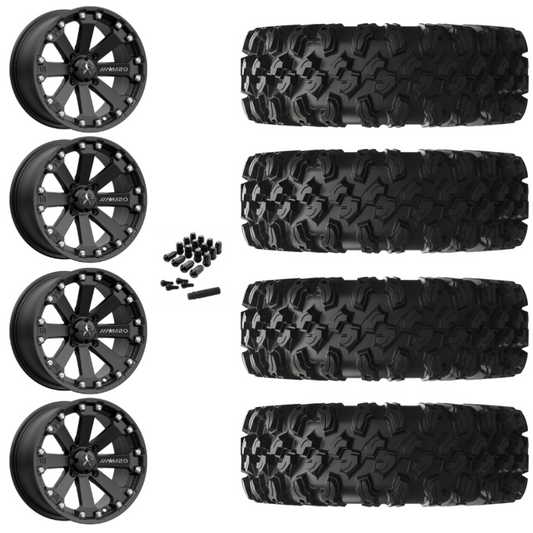 14" MSA Kore M20 Black UTV Rims & 30" EFX MotoRavage XL Tires 8 Ply Mounted