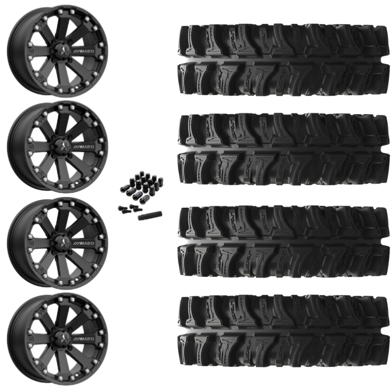 16" MSA Kore M20 Black UTV Rims & 30" EFX MotoSlayer Tires 6 Ply Mounted