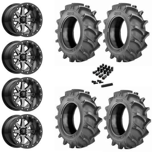 14" MSA Lok M21 Beadlock Charcoal UTV Rims & 30" BKT TR171 Tires 6 Ply Mounted