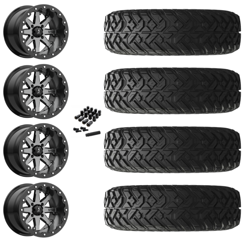 14" MSA Lok M21 Beadlock Charcoal UTV Rims & 32" EFX Gripper R/T-K Tires 10 Ply Mounted